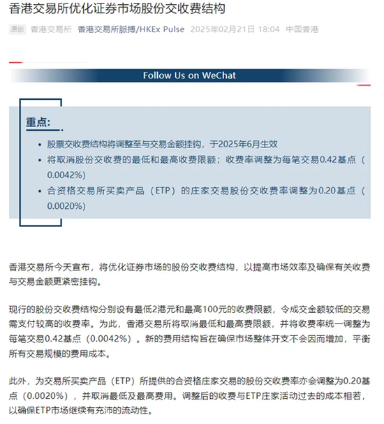 诚信优配 打破上下限！港交所交收费新规即将生效